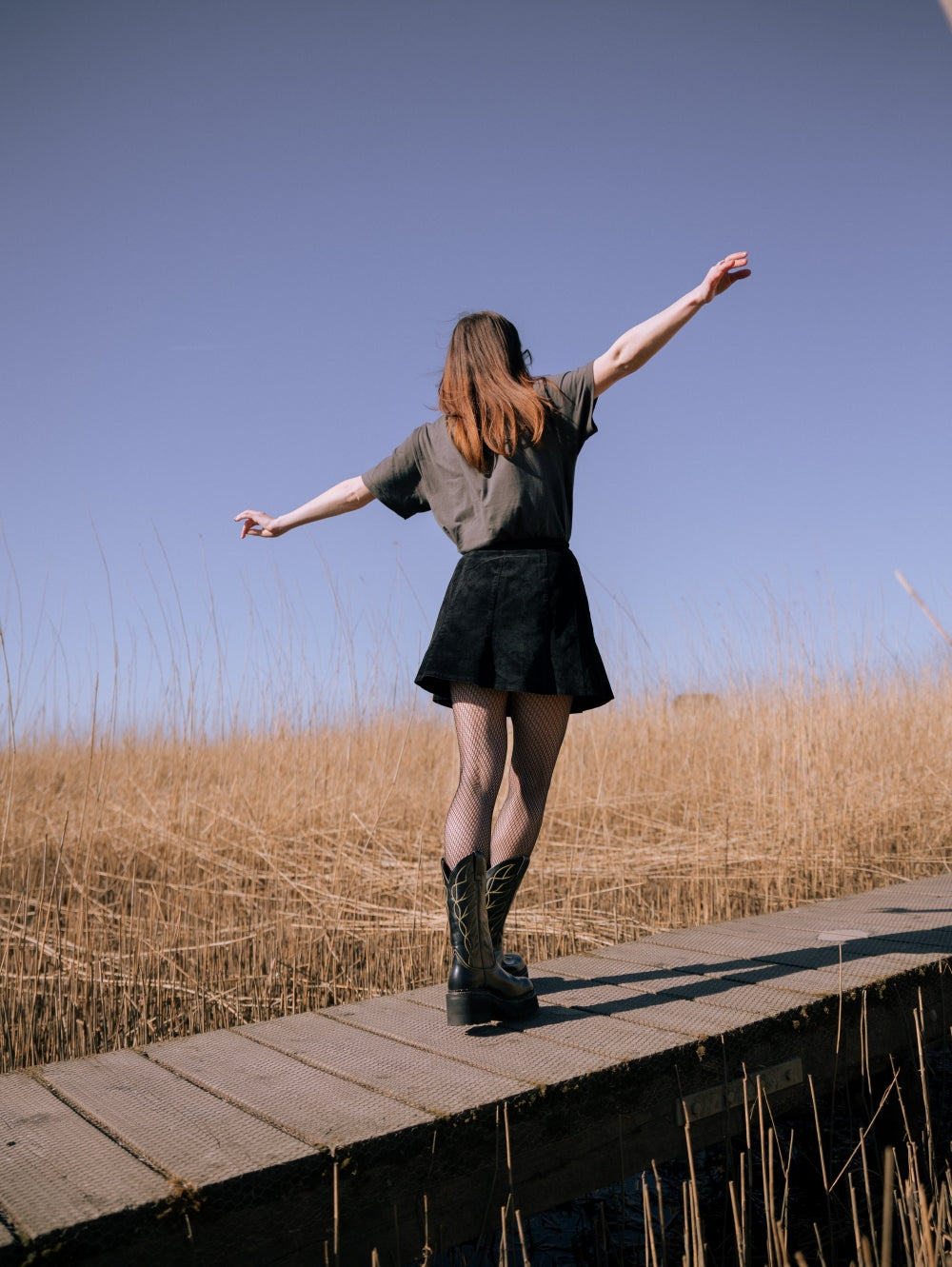 black platform boots