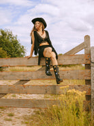 Flower Boots Black Mat