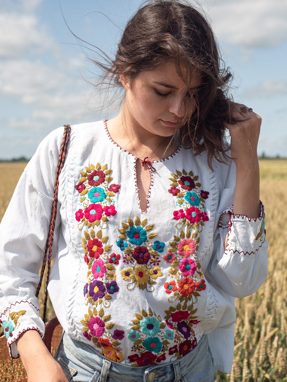 Mexican white embroidered blouse Dandelie