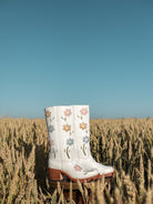 Sendra leather floral boots white