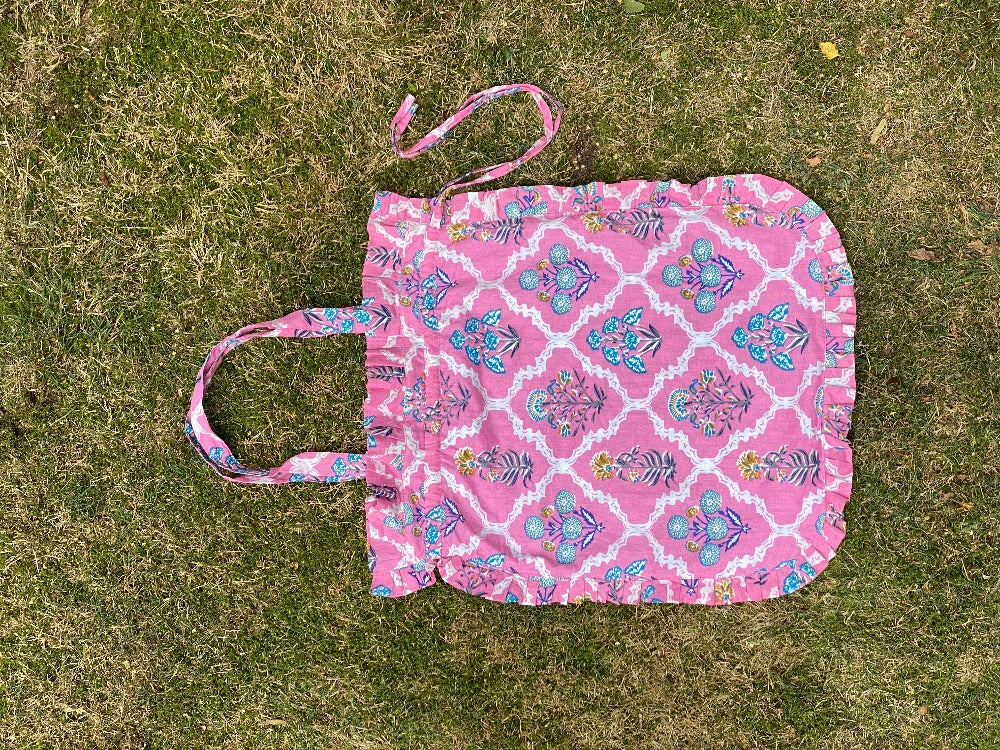Block Print Frill Tote Pink