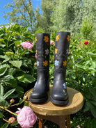 Flower Boots Black Mat
